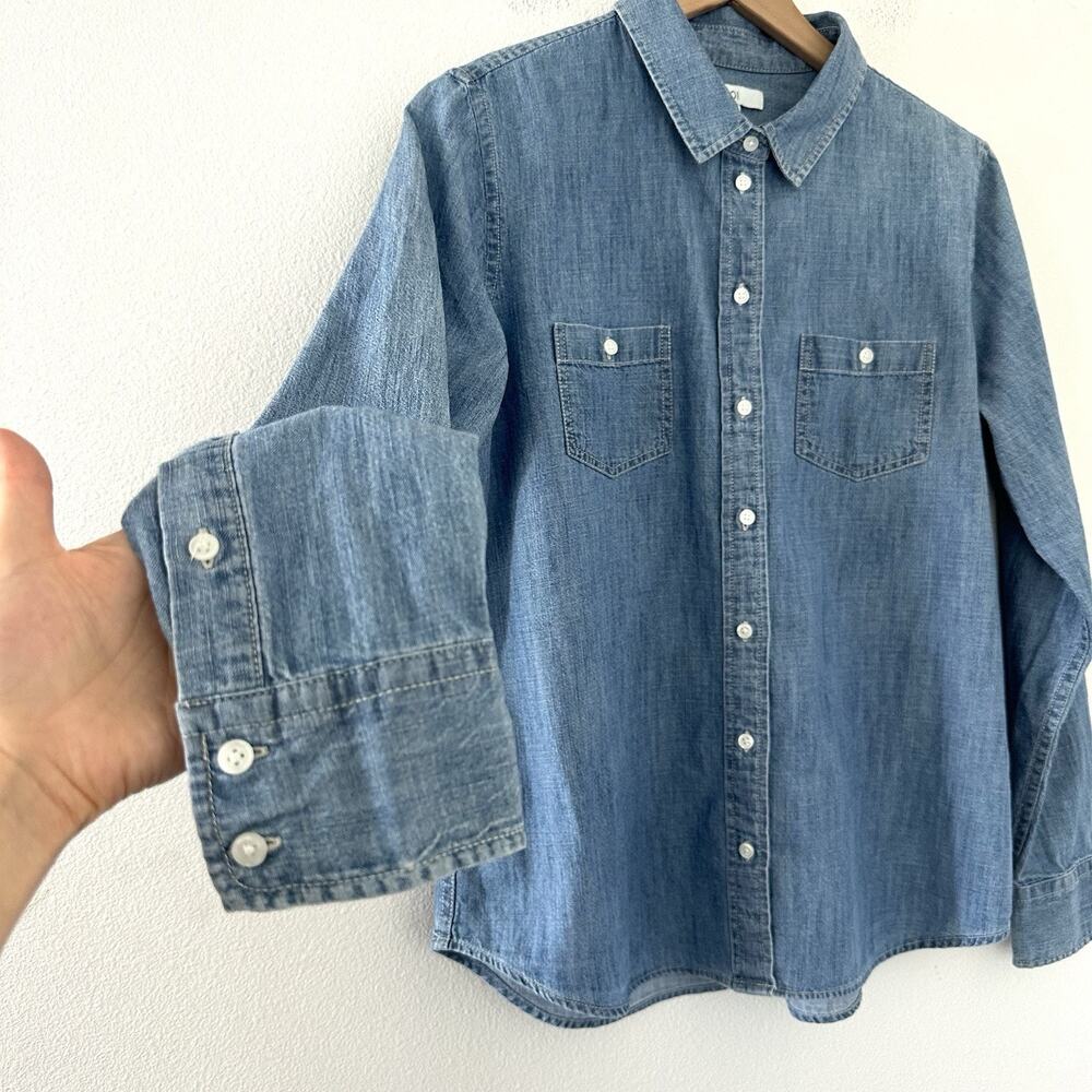 1901 100% Cotton Denim Long Sleeve Button Down Shirt Size M Butter mom Coastal - Picture 3 of 8